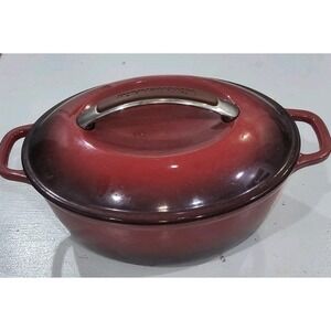 KitchenAid Oval Dutch Oven Casserole Dish W/ Lid Cast Iron Enameled Red 4 Quart